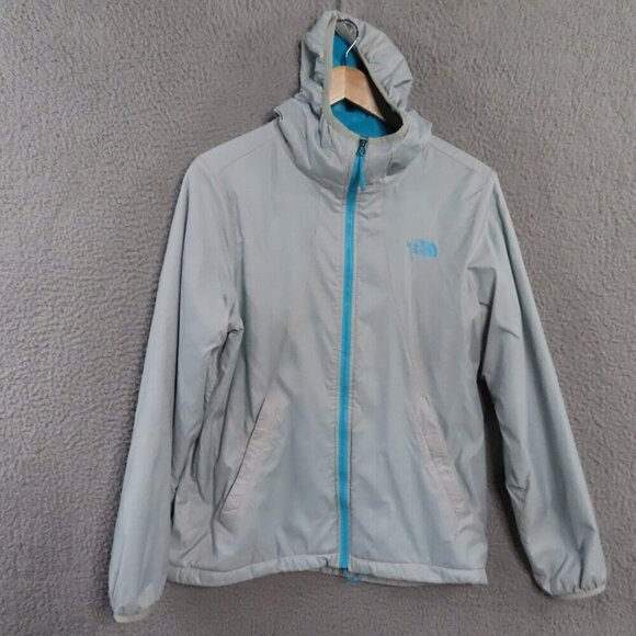 The North Face Windwall Jacket Womens Medium Gray Blue Nylon Full Zip Pockets - Picture 1 of 13